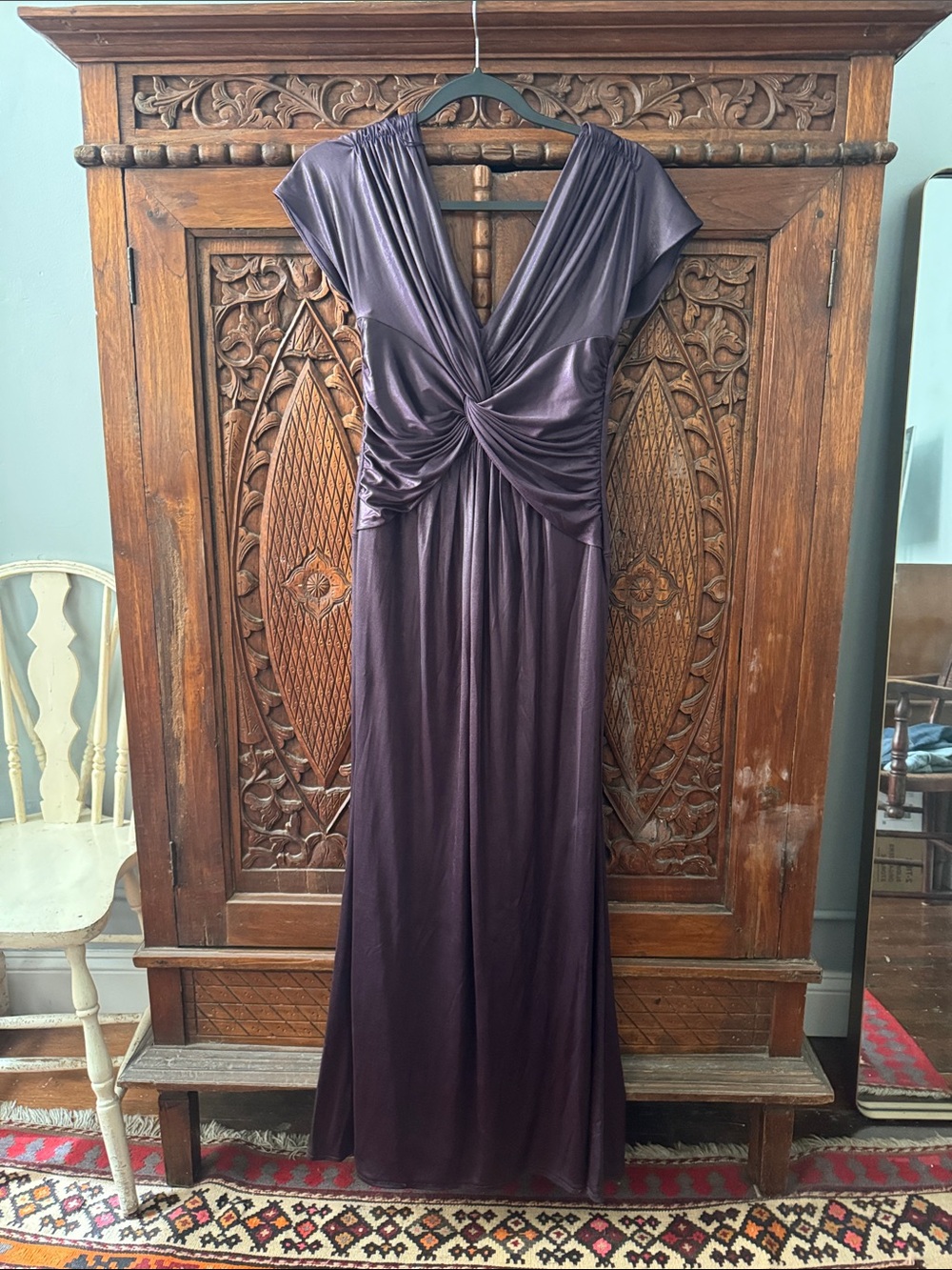 Adrianna Papell Deep Plum Twist-Front Formal Dress. Size 0